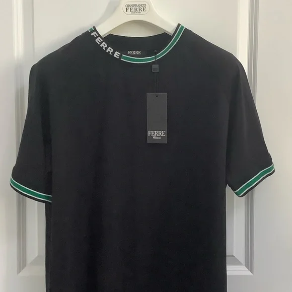 Ferre Black Tee with Green Accents, XL